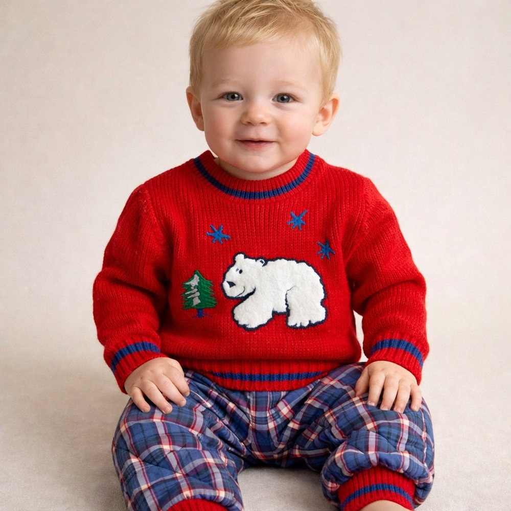 UNISEX Sweater and Pants Set Red White Blue Knit Top Quilted Plaid Bottoms NEW